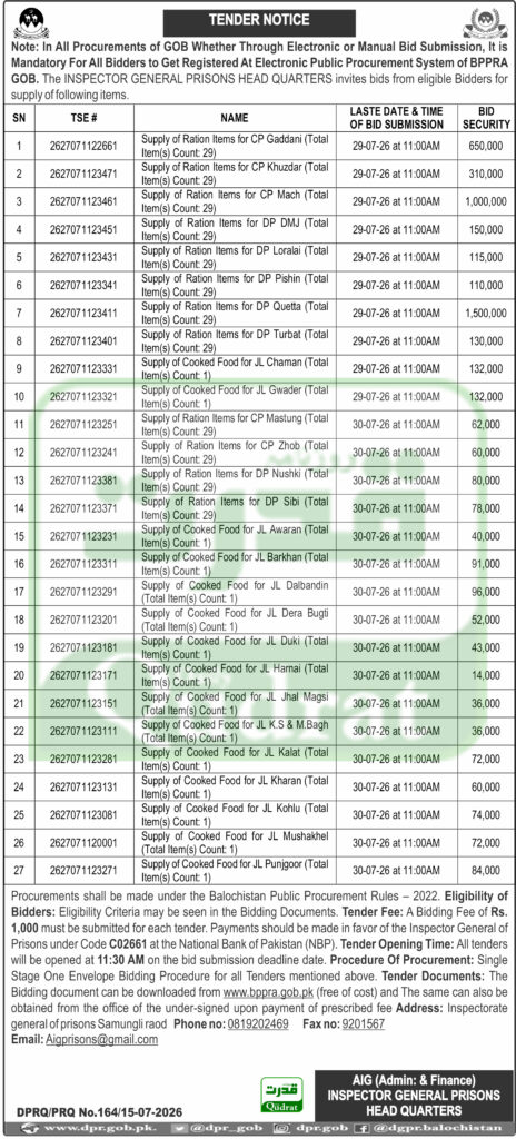TENDER NOTICE