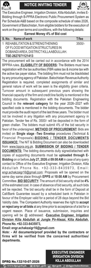 NOTICE INVITING TENDER