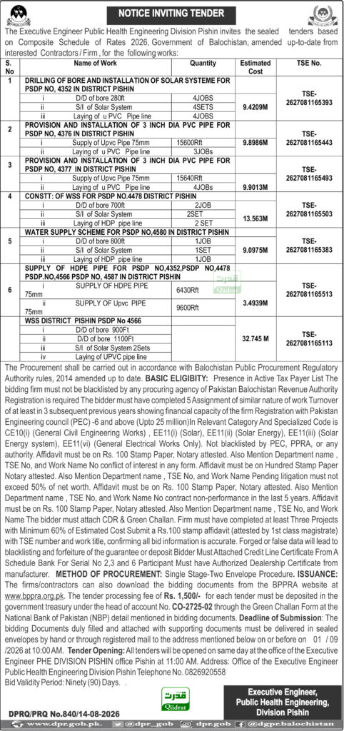 Notice inviting Tender